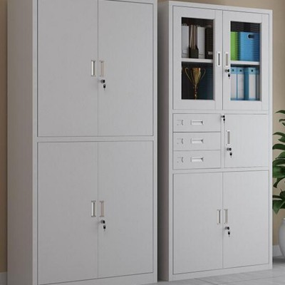 加厚辦公四門文件柜 上玻下鐵設計 東莞康勝批發直供